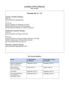 LEGISLATIVE UPDATE Meetings May 21 – 25