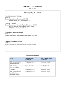 LEGISLATIVE UPDATE Meetings May 29 – June 1