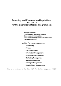 Teaching and Examination Regulations 2012/2013 for the Bachelor's Degree Programmes