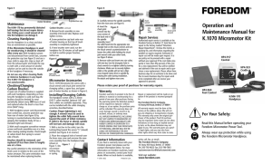 FOREDOM Operation and Maintenance Manual for K.1070 Micromotor Kit