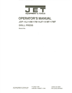 .JET OPERATOR'S MANUAL JDP-14J/14M/17M/14JF/14 MF/17MF