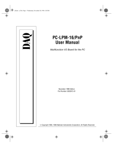 PC-LPM-16/PnP User Manual Multifunction I/O Board for the PC