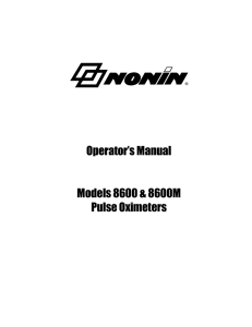 Operator’s Manual Models 8600 &amp; 8600M Pulse Oximeters