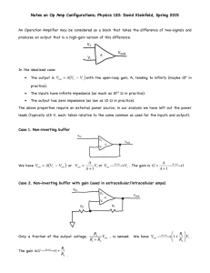 Notes on Op Amp Configurations; Physics 120: David Kleinfeld, Spring...