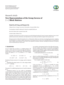 Research Article New Representations of the Group Inverse of Block Matrices
