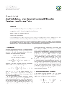Research Article Analytic Solutions of an Iterative Functional Differential Lingxia Liu