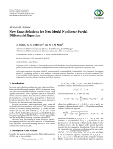 Research Article New Exact Solutions for New Model Nonlinear Partial Differential Equation