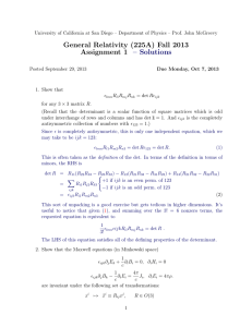 General Relativity (225A) Fall 2013 Assignment 1 – Solutions