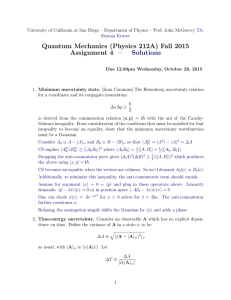 Quantum Mechanics (Physics 212A) Fall 2015 Assignment 4 – Solutions
