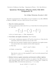 Quantum Mechanics (Physics 212A) Fall 2015 Assignment 10