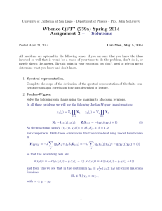 Whence QFT? (239a) Spring 2014 Assignment 3 – Solutions
