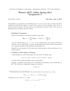 Whence QFT? (239a) Spring 2014 Assignment 5