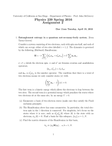 Physics 239 Spring 2016 Assignment 2