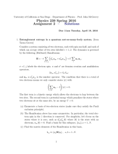 Physics 239 Spring 2016 Assignment 2 – Solutions