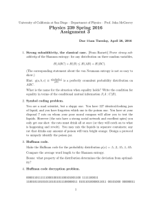Physics 239 Spring 2016 Assignment 3