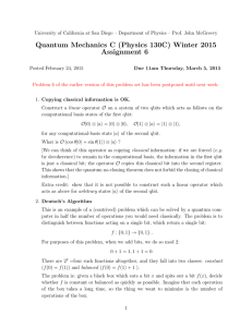 Quantum Mechanics C (Physics 130C) Winter 2015 Assignment 6