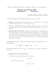 Physics 217 Winter 2016 Assignment 2 – Solutions