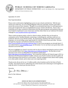 September 29, 2014 Dear Superintendents: