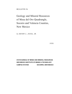 Geology and Mineral Resources of Mesa del Oro Quadrangle, New Mexico