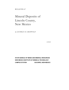 Mineral Deposits of Lincoln County, New Mexico BULLETIN 67