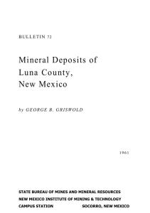 Mineral Deposits of Lu na Co u nty, New Mexico