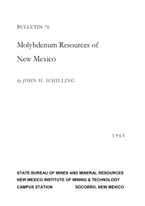 Molybdenum Resources of New Mexico BULLETIN 76 1 9 6 5