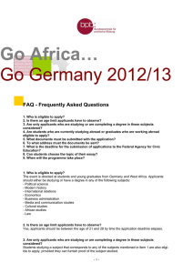 Go Africa… Go Germany 2012/13 FAQ - Frequently Asked Questions