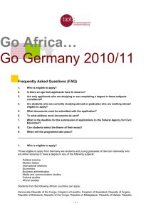 Go Africa… Go Germany 2010/11 Frequently Asked Questions (FAQ)