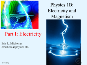 Part I: Electricity Physics 1B: Electricity and Magnetism