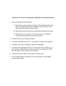 Attachment 1B: Narrative for Department Application for Provisional Approval