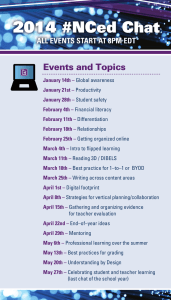 # Events and Topics ALL EVENTS START AT 8PM EDT