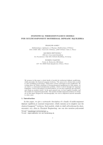 STATISTICAL THERMODYNAMICS MODELS FOR MULTICOMPONENT ISOTHERMAL DIPHASIC EQUILIBRIA