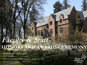 Faculty &amp; Staff HONORS AND AWARDS CEREMONY WEDNESDAY, MAY 6, 2015