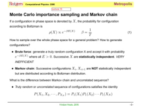 Monte Carlo importance sampling and Markov chain KH Metropolis X