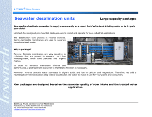 Seawater desalination units  Large capacity packages
