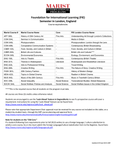 Foundation for International Learning (FIE) Semester in London, England Course equivalencies