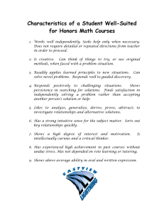 Characteristics of a Student Well-Suited for Honors Math Courses