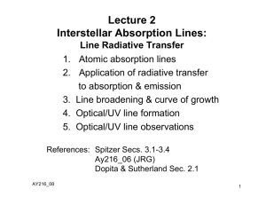 Lecture 2 Interstellar Absorption Lines: