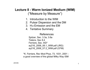 Lecture 8 - Warm Ionized Medium (WIM) (“Measure by Measure”)