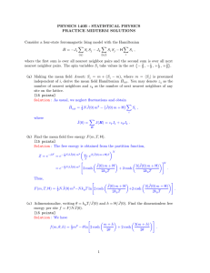 PHYSICS 140B : STATISTICAL PHYSICS PRACTICE MIDTERM SOLUTIONS