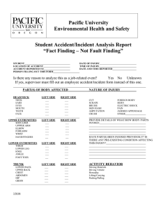 Pacific University Environmental Health and Safety Student Accident/Incident Analysis Report