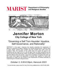 Jennifer Morton City College of New York Self-Governance, and Rationality”