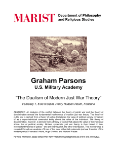 Graham Parsons U.S. Military Academy  “The Dualism of Modern Just War Theory”