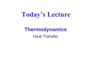 Today’s Lecture Thermodynamics Heat Transfer