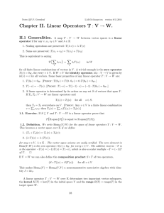 Chapter II. Linear Operators T : V → W. II.1 Generalities.