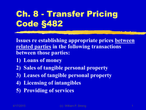Ch. 8 - Transfer Pricing Code §482