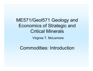 ME571/Geol571 Geology and Economics of Strategic and Critical Minerals Commodities: Introduction