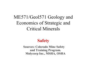 ME571/Geol571 Geology and Economics of Strategic and Critical Minerals Safety