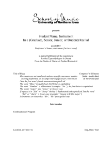 Student Name, Instrument In a (Graduate, Senior, Junior, or Student) Recital