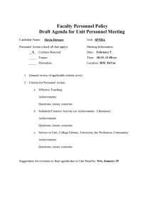 Faculty Personnel Policy Draft Agenda for Unit Personnel Meeting